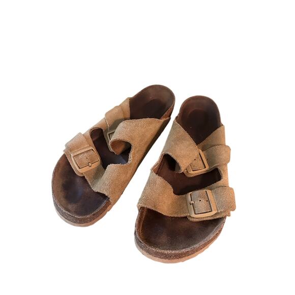 Birkenstock Suede Slip On Flat Slide Sandals Tan Men’s Size Size 42 / US 11-11.5 - Picture 2 of 8